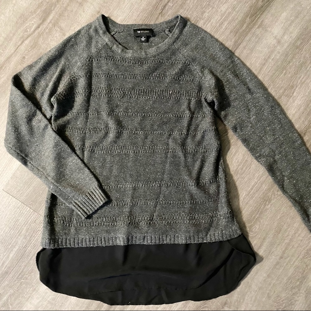 AB Studio Faux layered Grey/Silver Sweater